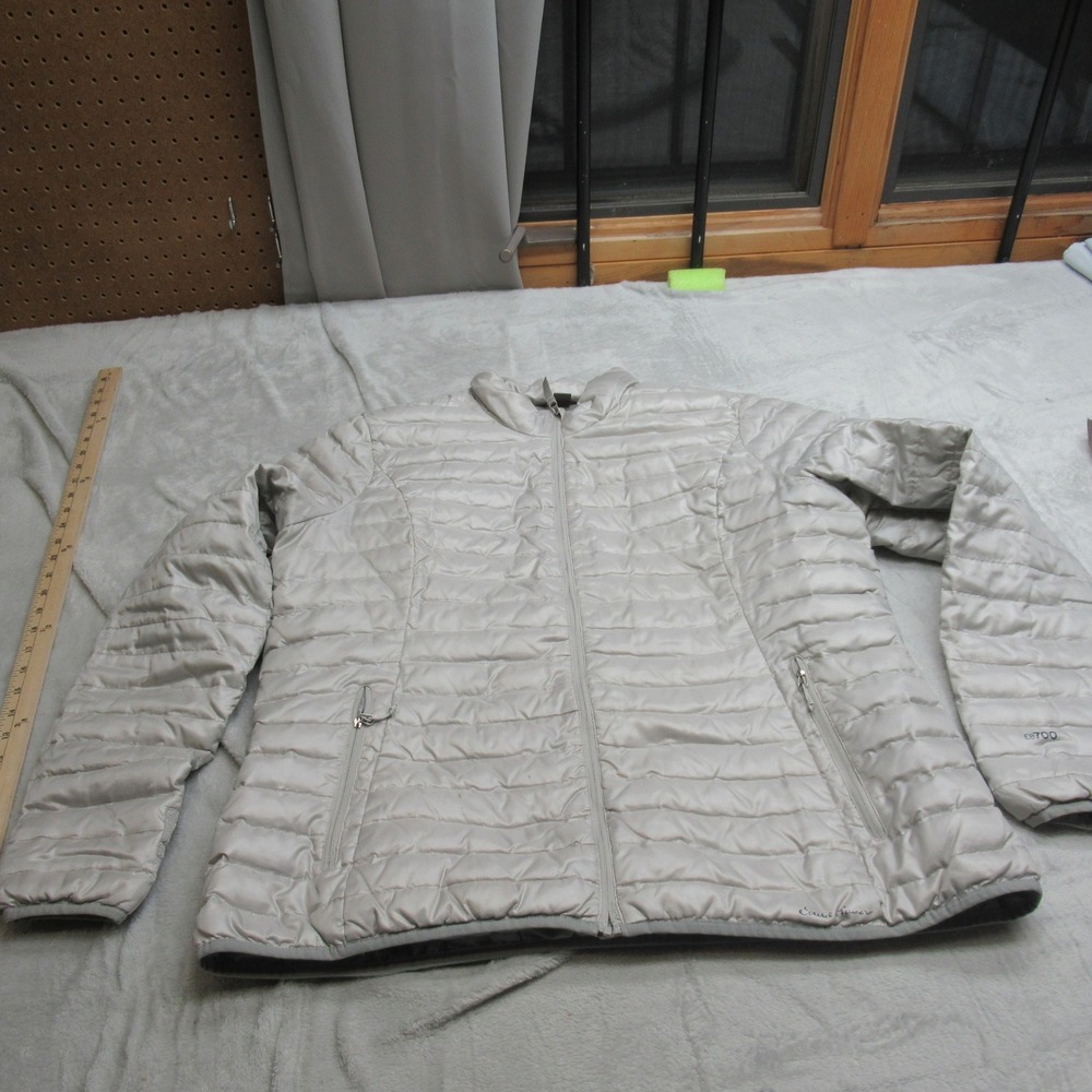 Eddie Bauer Down Jacket Womens XXL White EB 700 Puffer Insulated Full Zip Casual